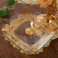 European Golden Metallic Cake And Tiered Stand With Tray / Ruchi