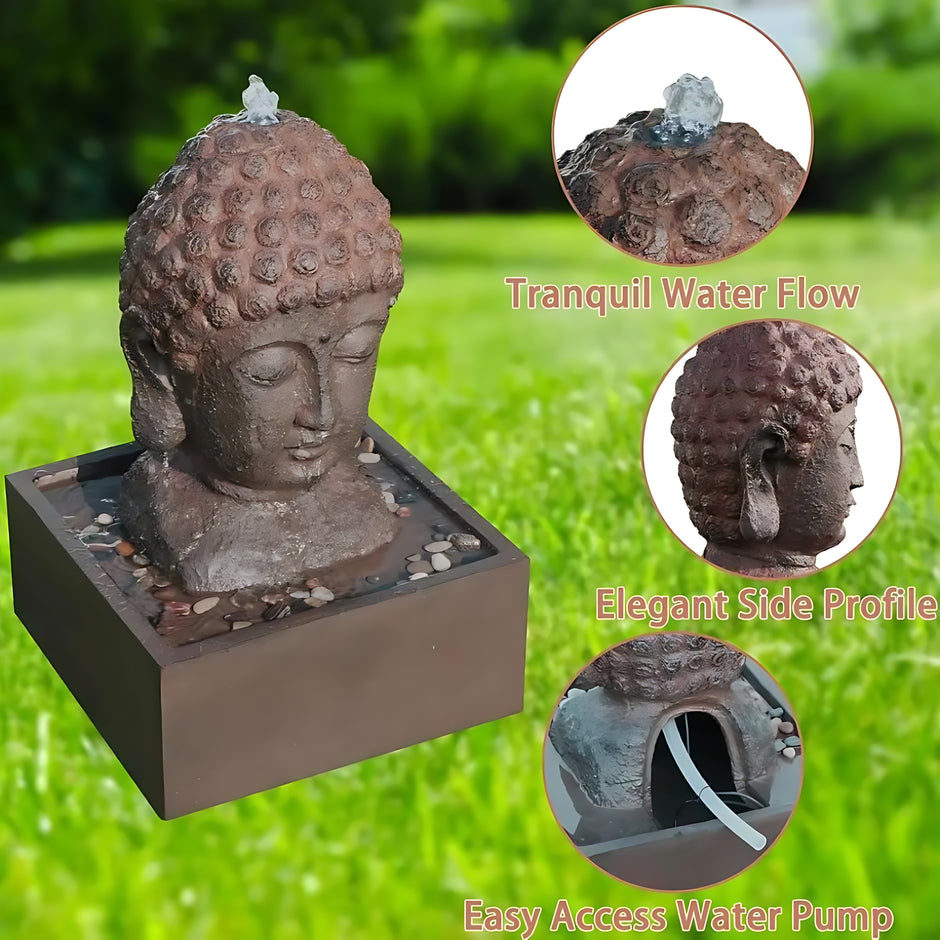 Outdoor Indoor Polyresin Fiberglass LED Buddha Water Fountain / Ruchi