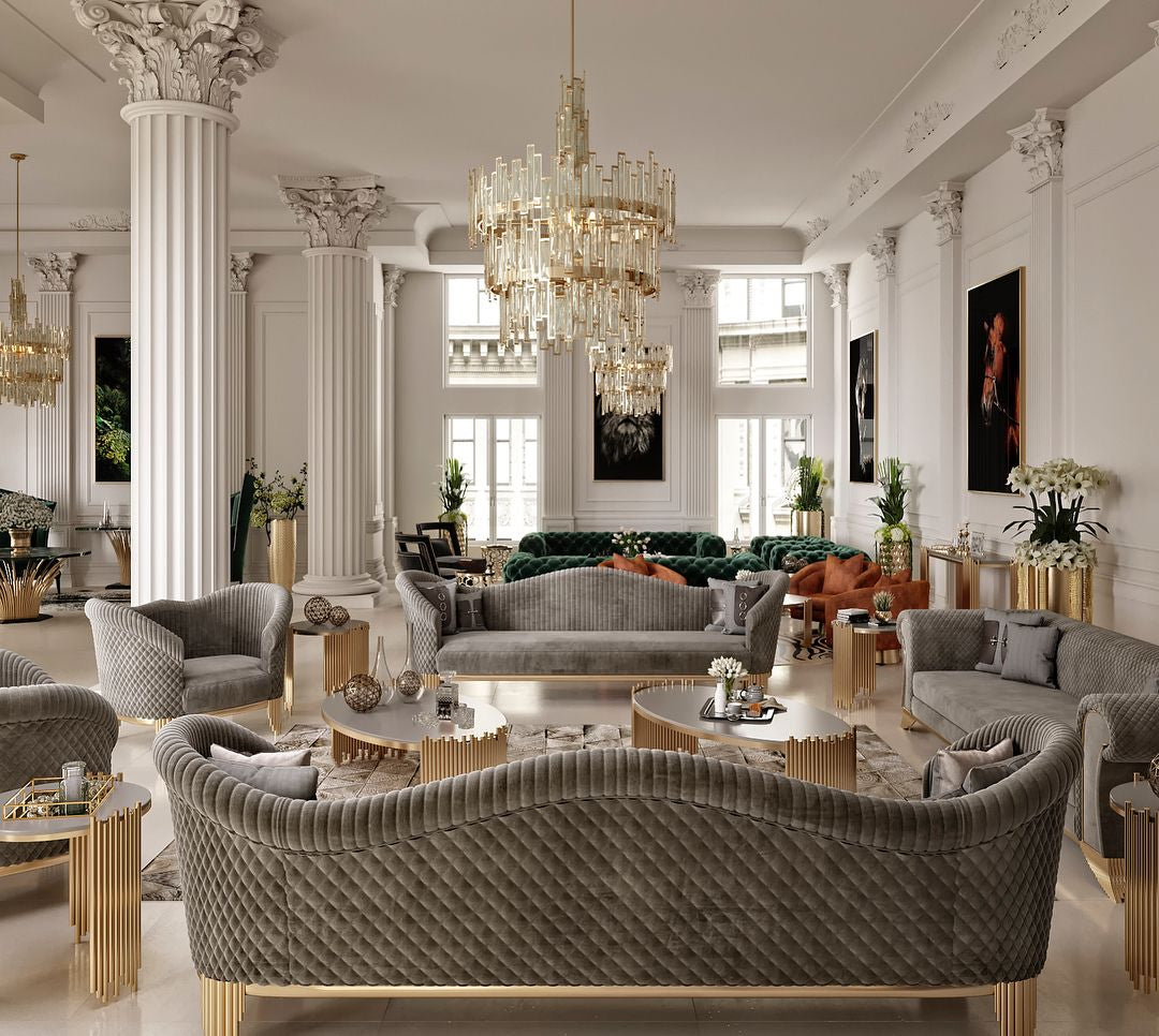 Nano Velvet Fabric Sofa Set