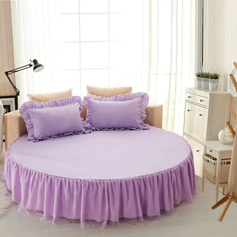 Cotton Round Bedsheet Skirt And Pillowcases /Ruchi