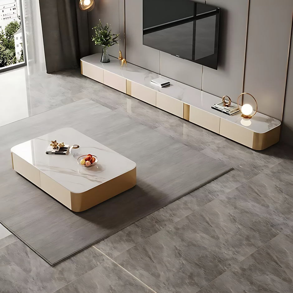 Marble Top Wooden Coffee Table And TV Stand / Ruchi