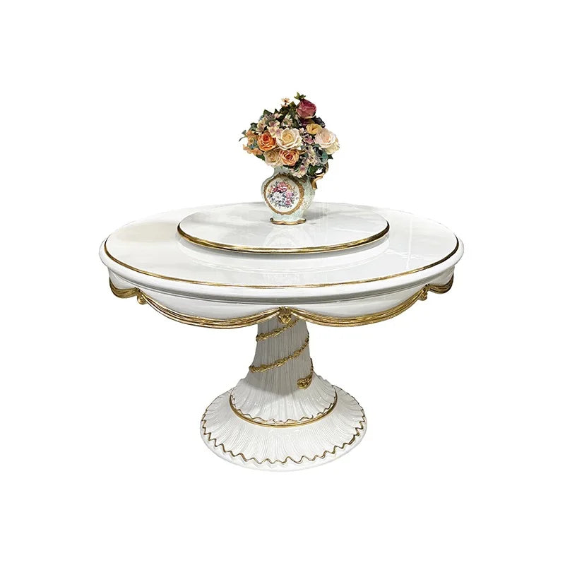 European Wooden Round Dining Table With 6 Chairs / Ruchi