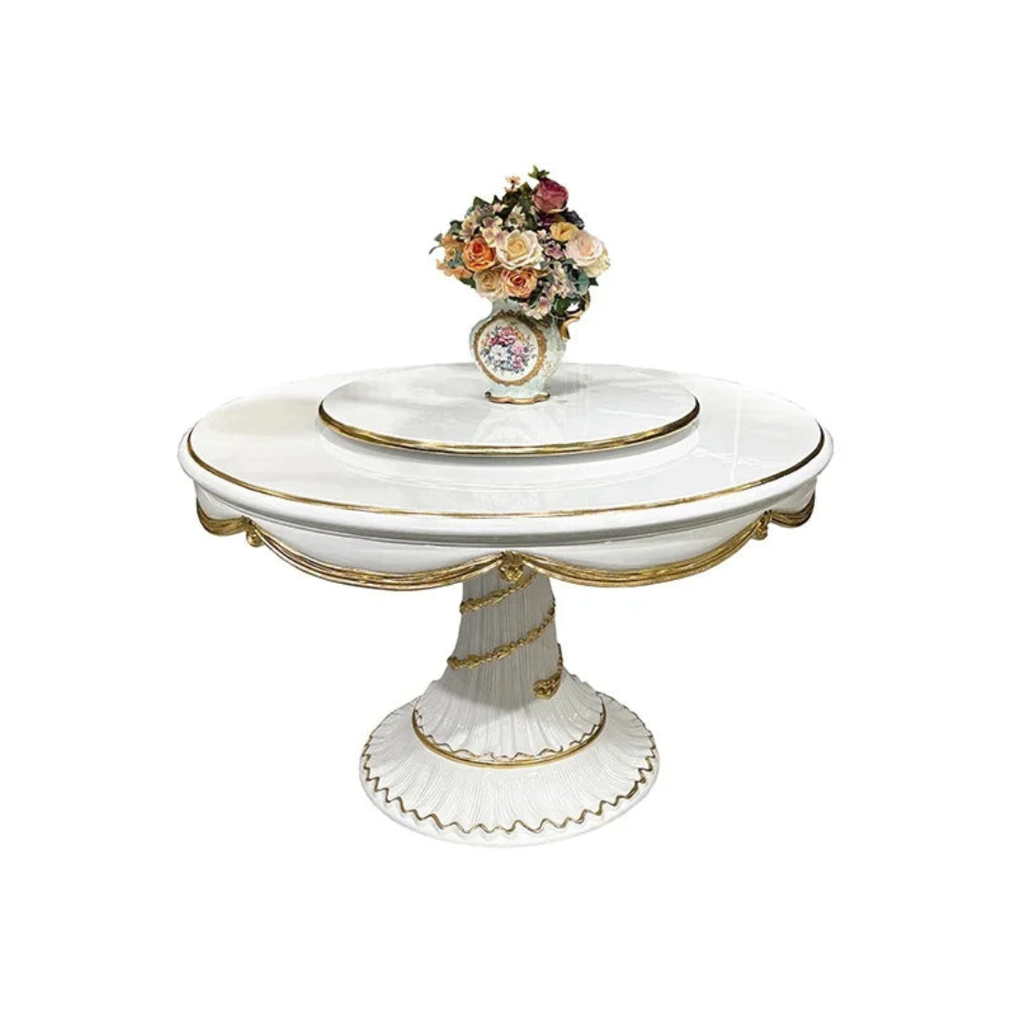 European Wooden Round Dining Table With 6 Chairs / Ruchi