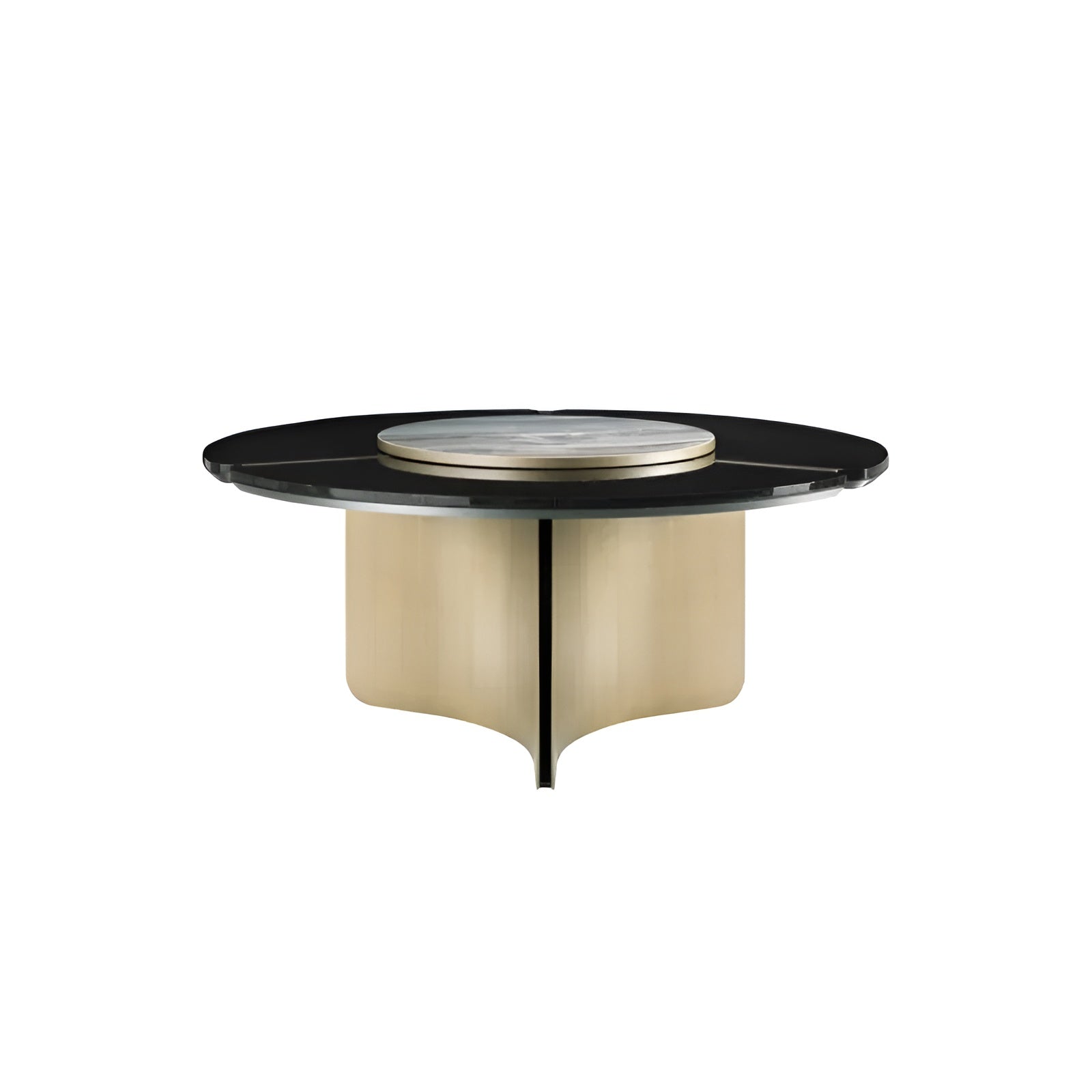 Shiny Wooden Top Round Dining Table Set