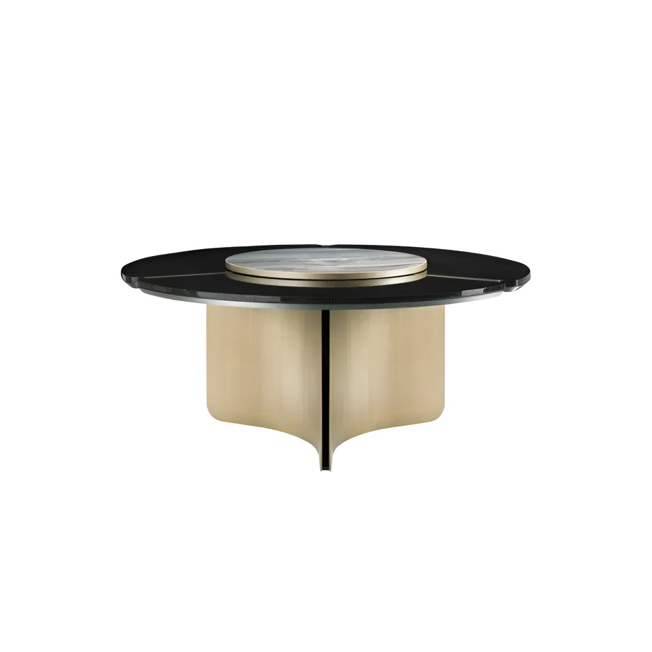 Shiny Wooden Top Round Dining Table Set