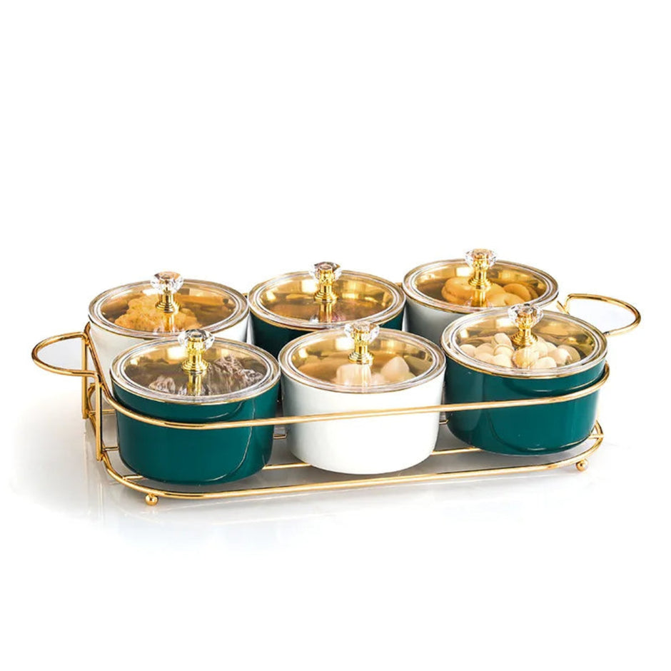 Ceramic Dry Fruit Bowl Set With Lid / Ruchi