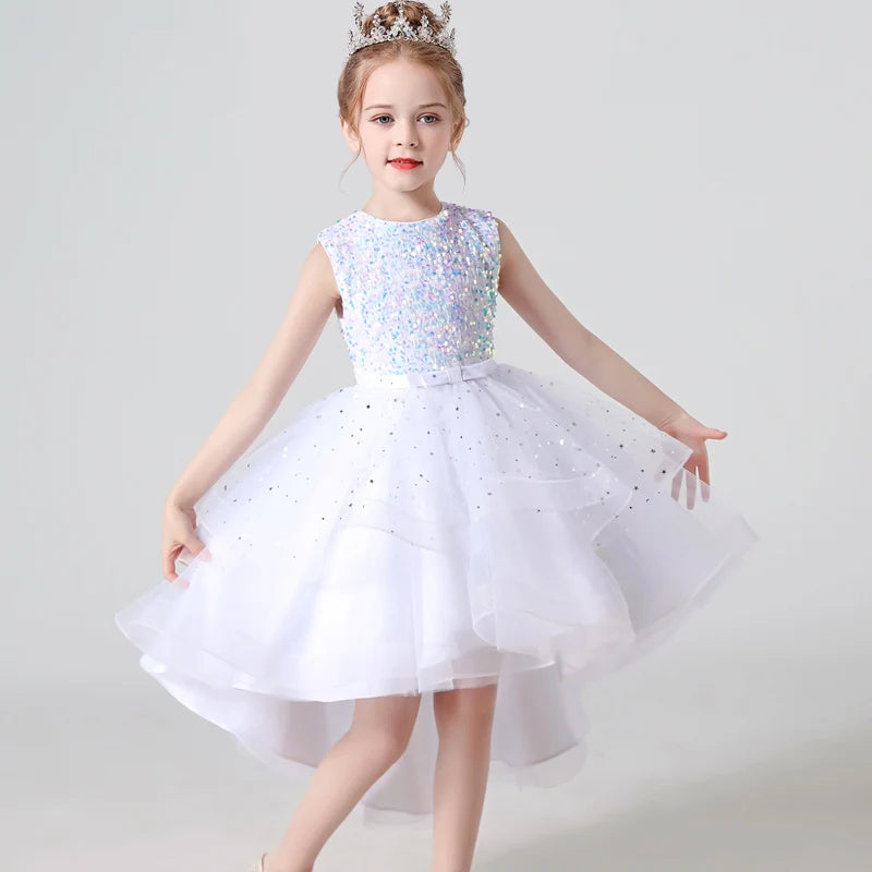 Sleeveless Kids Party Dress With Tulle Skirt