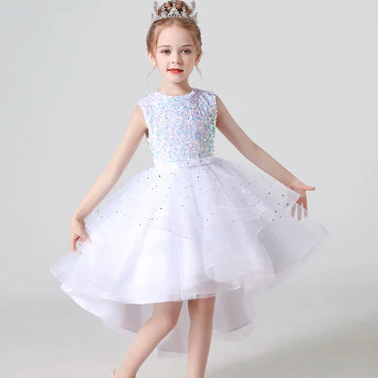 Sleeveless Kids Party Dress With Tulle Skirt