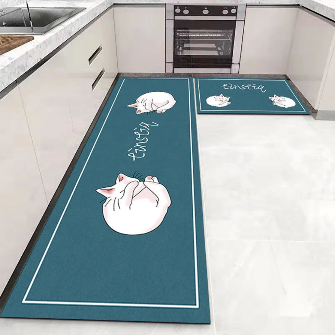 Set Of 2 Elegant Non-Slip Water Absorbent Kitchen Floor Mat