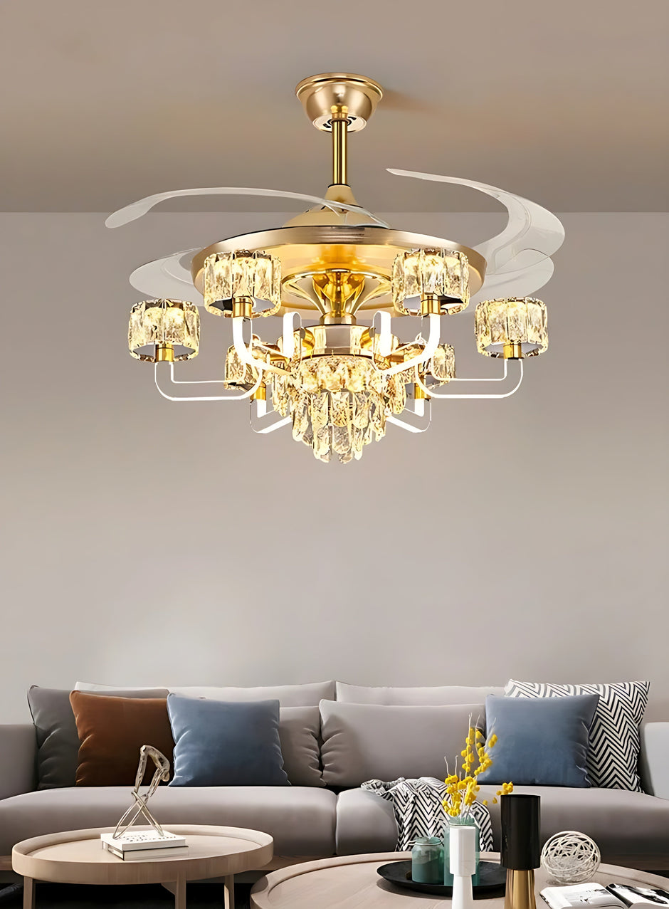 Remote Control LED Crystal Ceiling Fan Light / Ruchi