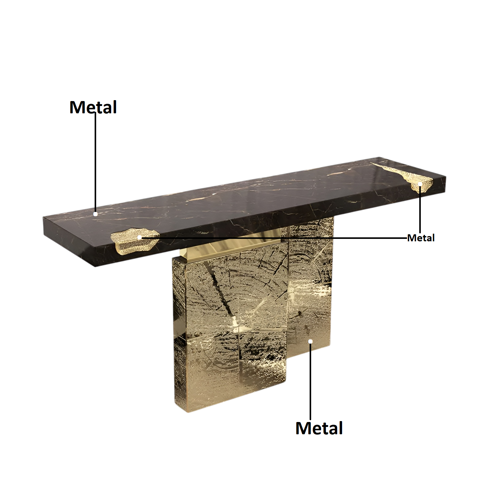 Modern Marble Looking Metal Accent Table