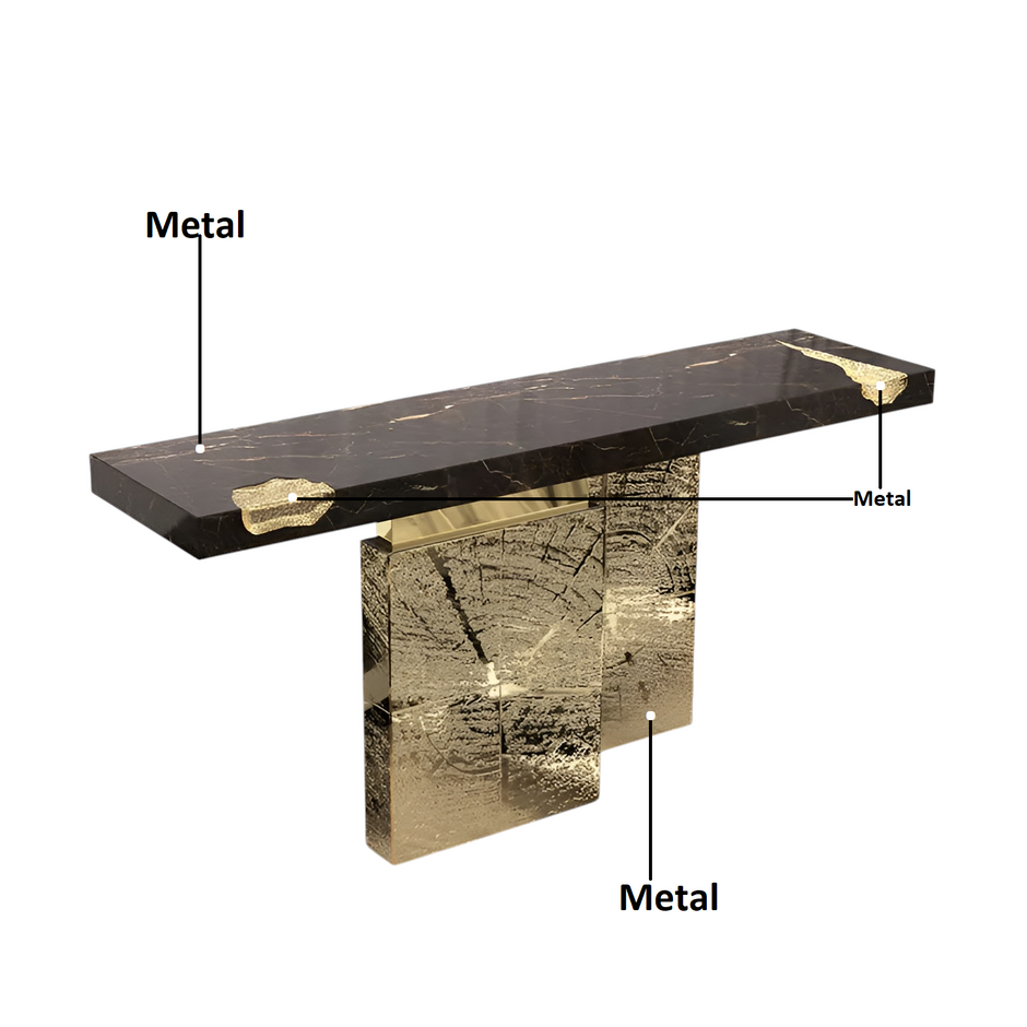 Modern Marble Looking Metal Accent Table