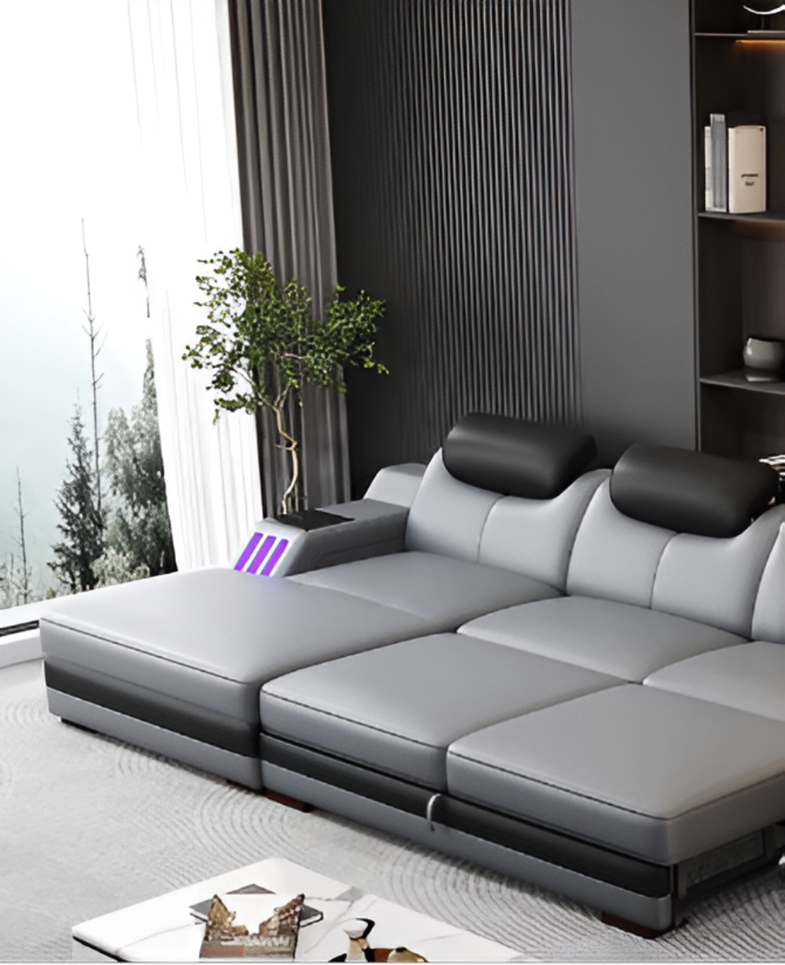 Multifunctional LED Leather Recliner Sofa Bed / Ruchi