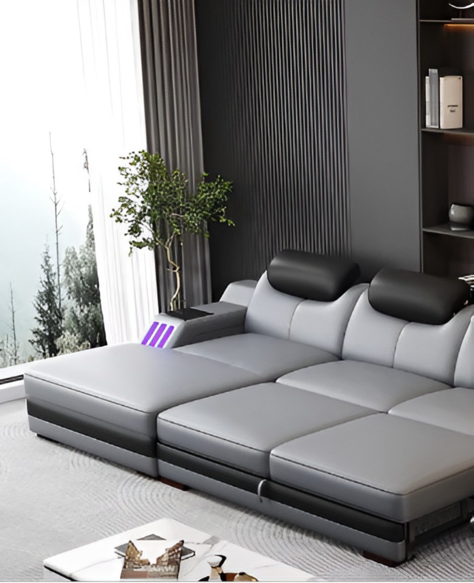 Multifunctional LED Leather Recliner Sofa Bed / Ruchi