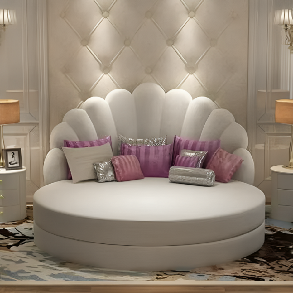 Luxury Velvet Round Bed