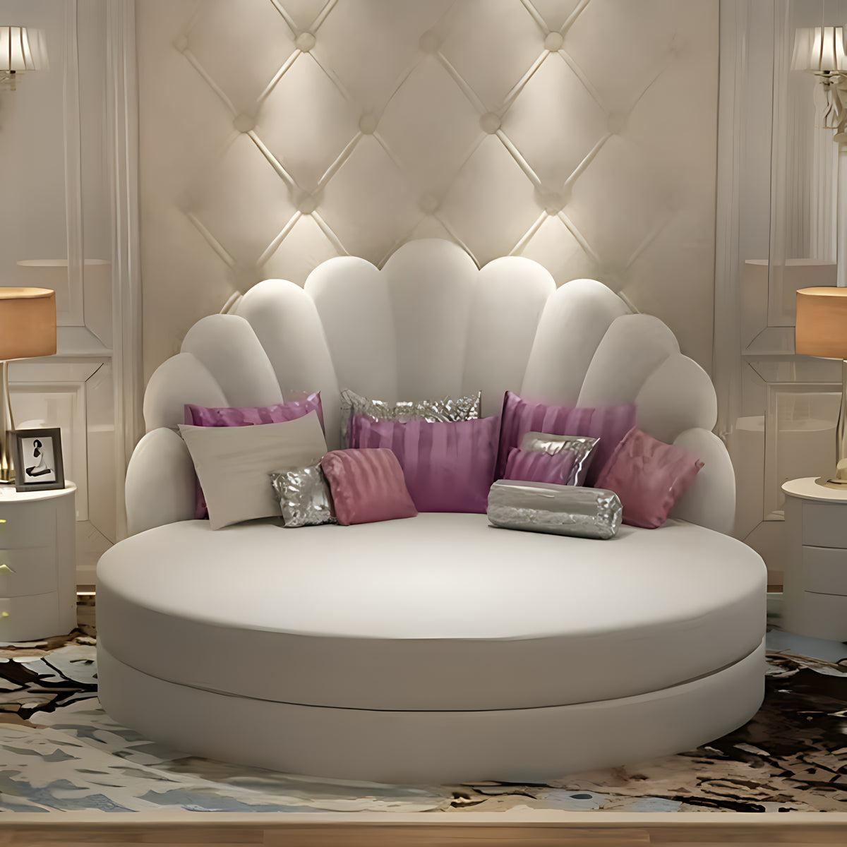 Luxury Velvet Round Bed / Ruchi