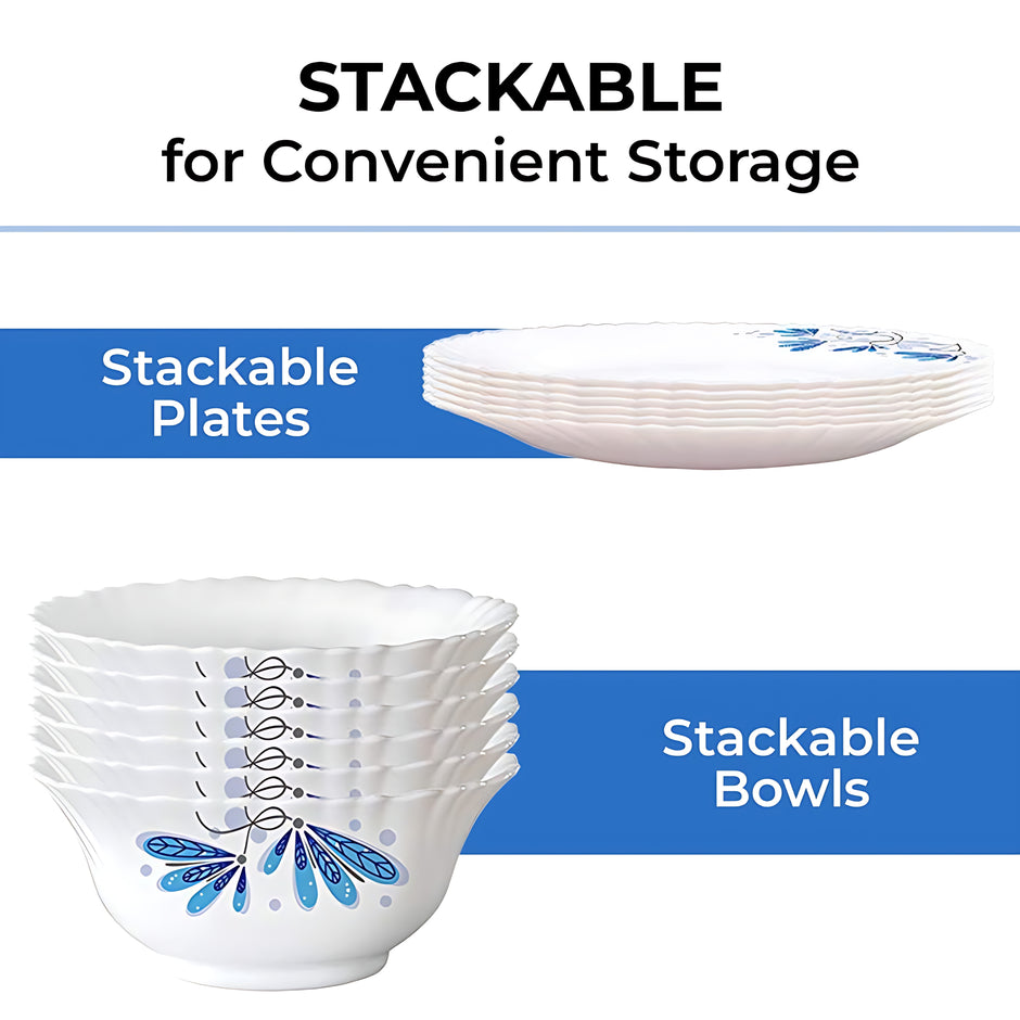 35 Pieces White Dinner Plates & Bowls Set / Ruchi