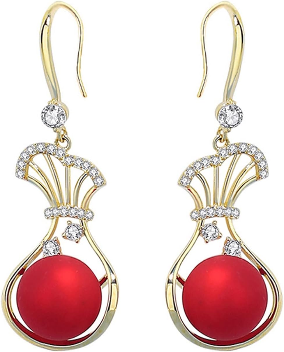 Round Cubic Zirconia Drop Earrings / Ruchi 