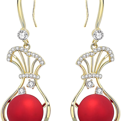 Round Cubic Zirconia Drop Earrings