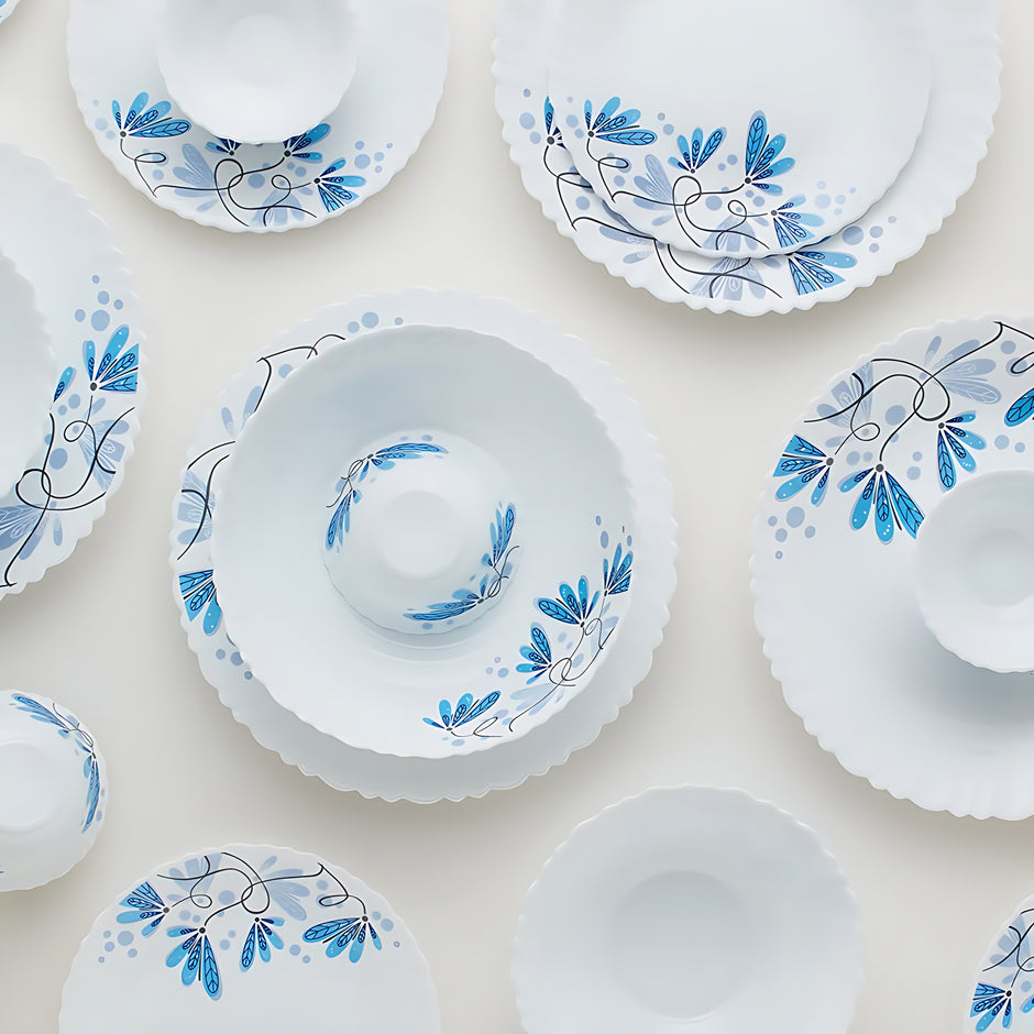 35 Pieces White Dinner Plates & Bowls Set / Ruchi