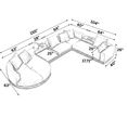Minimalist U-Shaped Fabric Sofa Set / Ruchi