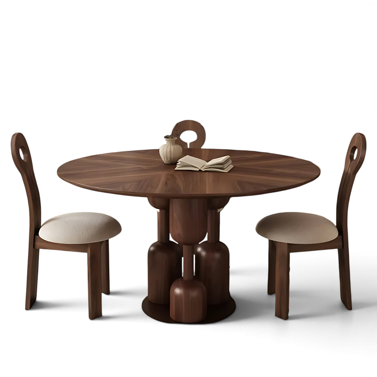 Round Wooden Dining Table with 4 Chairs / Ruchi