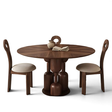 Round Wooden Dining Table with 4 Chairs / Ruchi