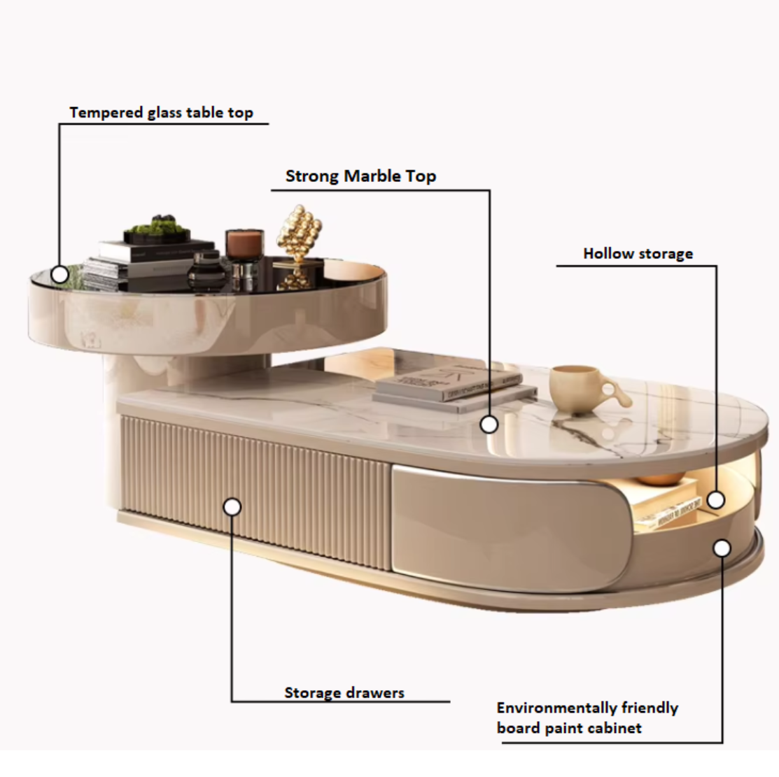 LED Coffee Table With Storage / Ruchi