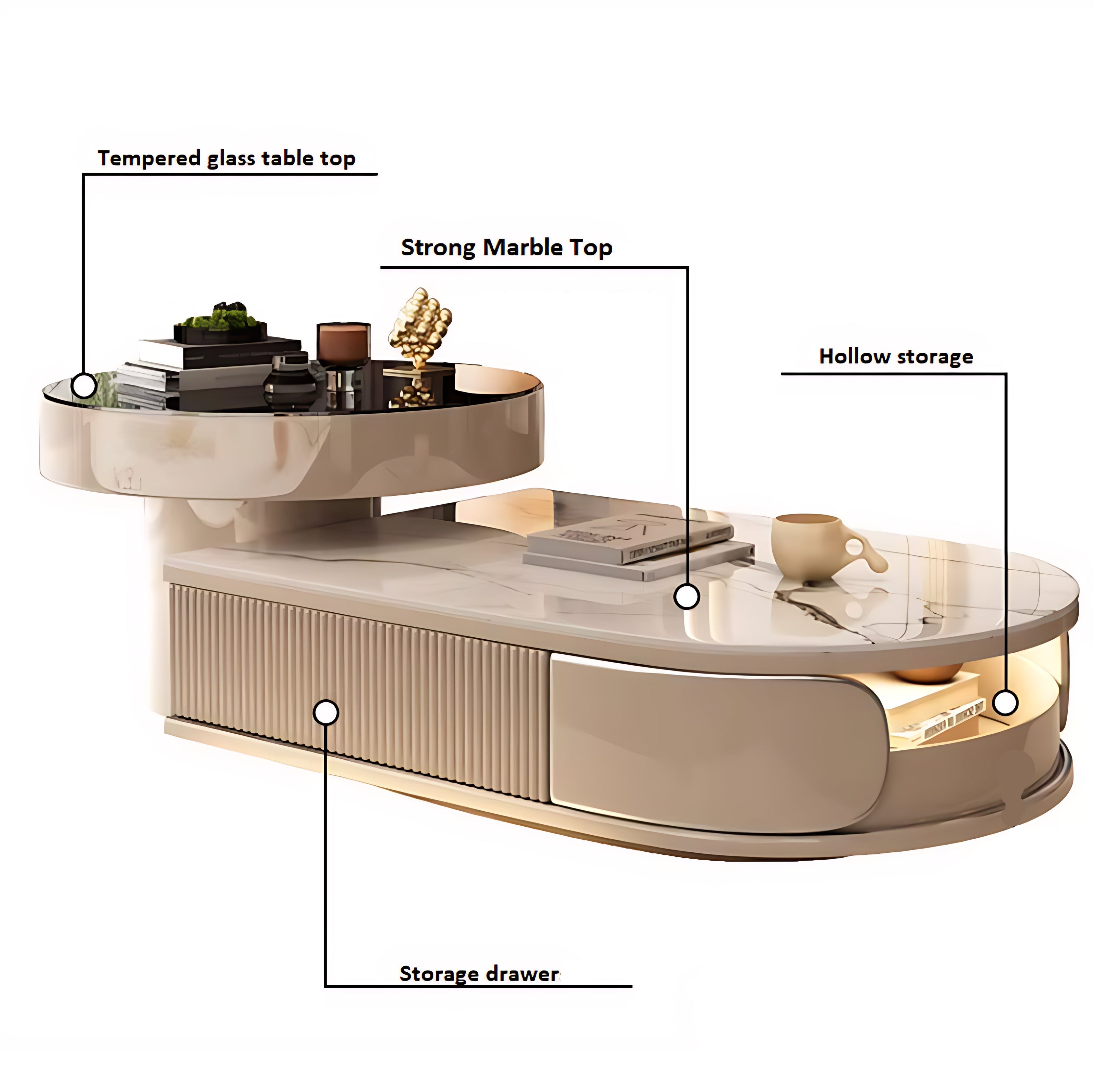 LED Coffee Table With Storage / Ruchi