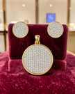 Circular American Diamond Earrings And Pendant Set / Ruchi