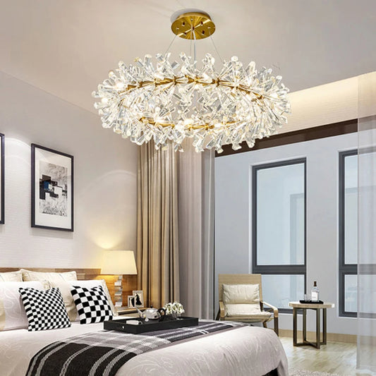 Modern LED Light Crystal Chandelier For Bedroom / Ruchi