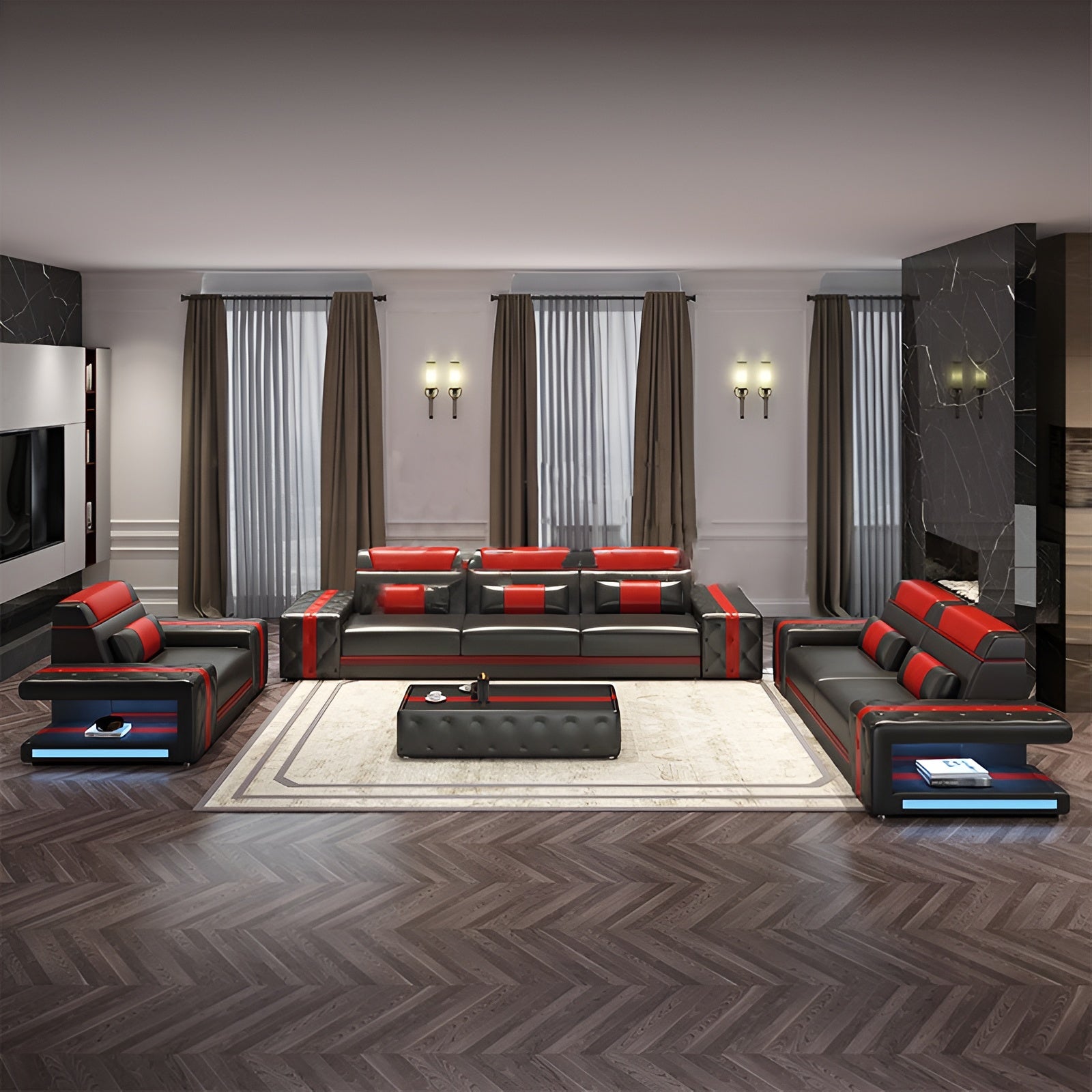 Elegant Design LED Leather Sofa Set / Ruchi