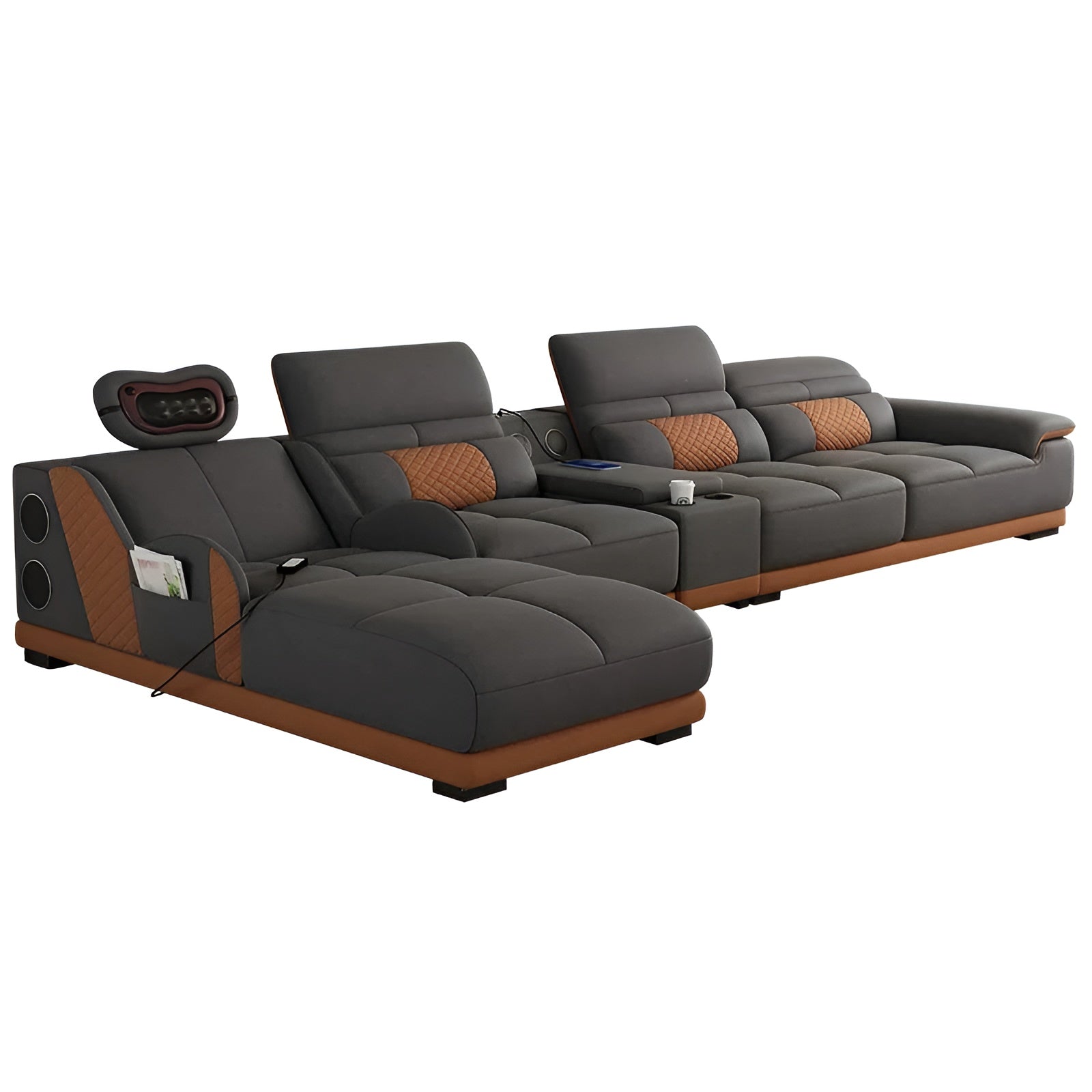 Head Massager Leather Sectional Sofa