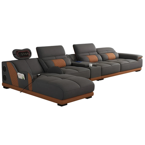 Head Massager Leather Sectional Sofa