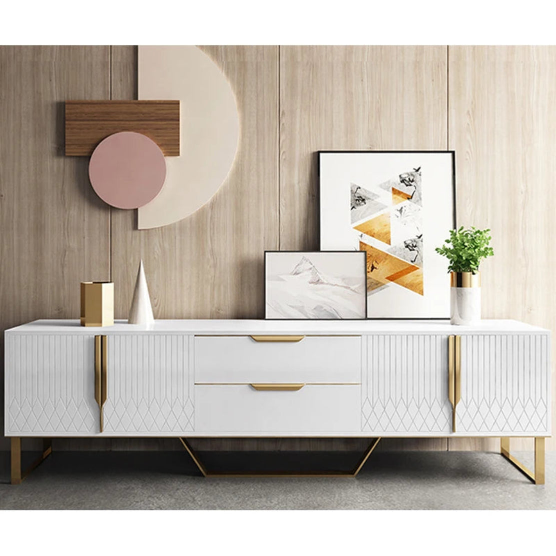 Elegant Wooden Coffee Table And TV Stand Set