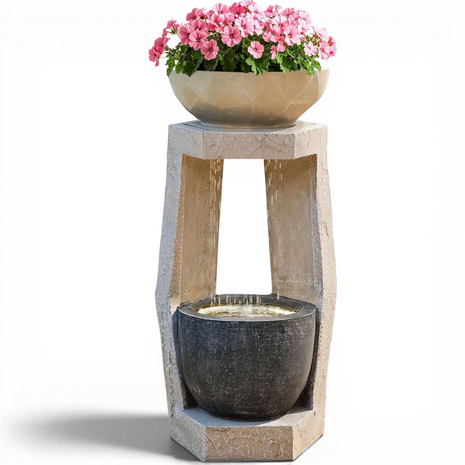 32-inch Resin and Fiberglass Outdoor Fountain with LED / Ruchi