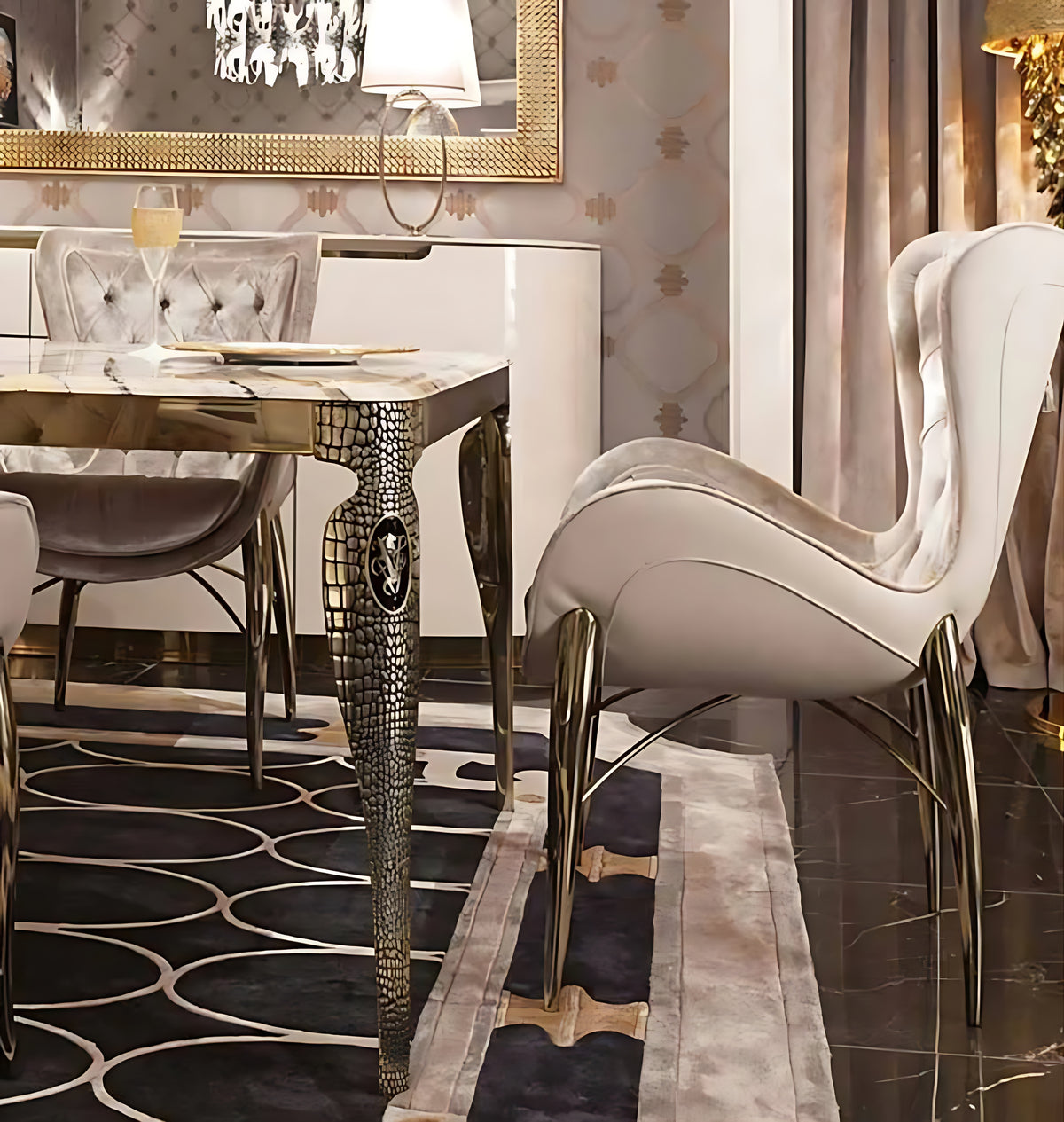 Modern Marble Dining Table Set with Chairs / Ruchi