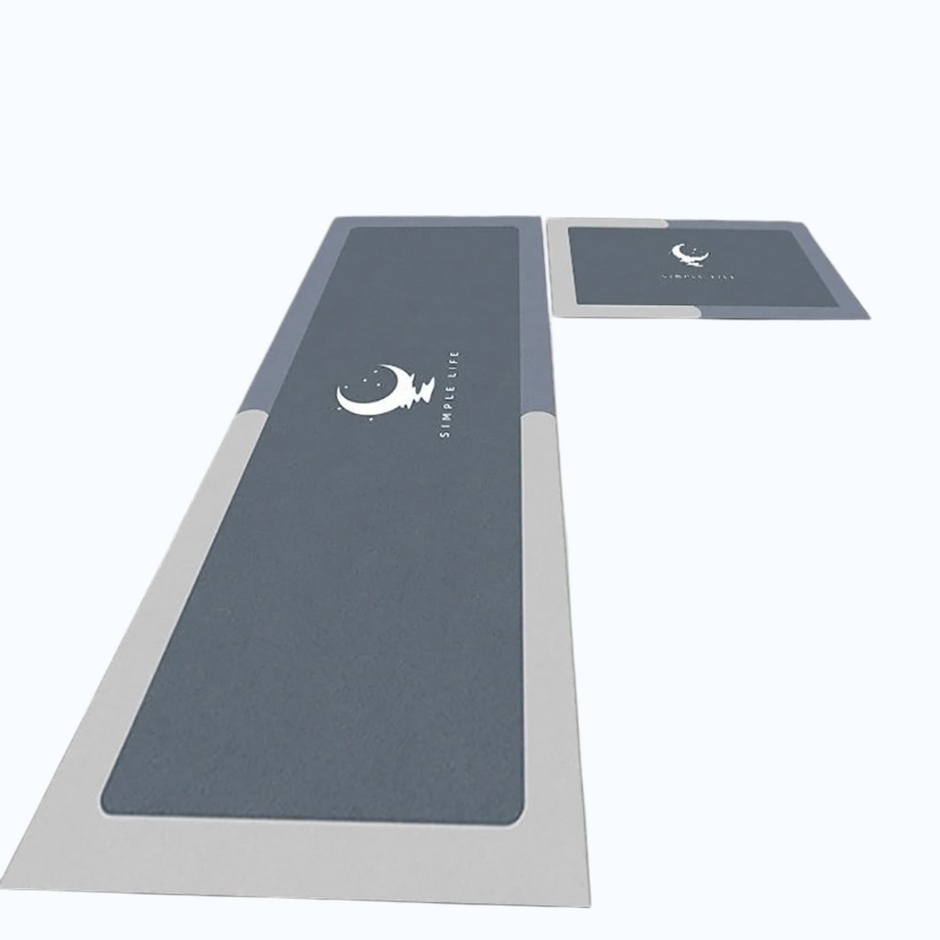 Set Of 2 Modern Non-Slip Water Absorbent Velvet Floor Mat