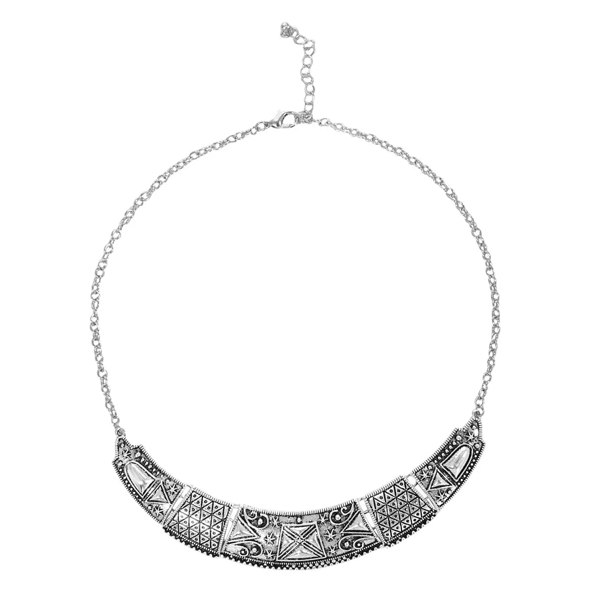 Ethnic Tribal Carved Metal Collar Necklace / Ruchi