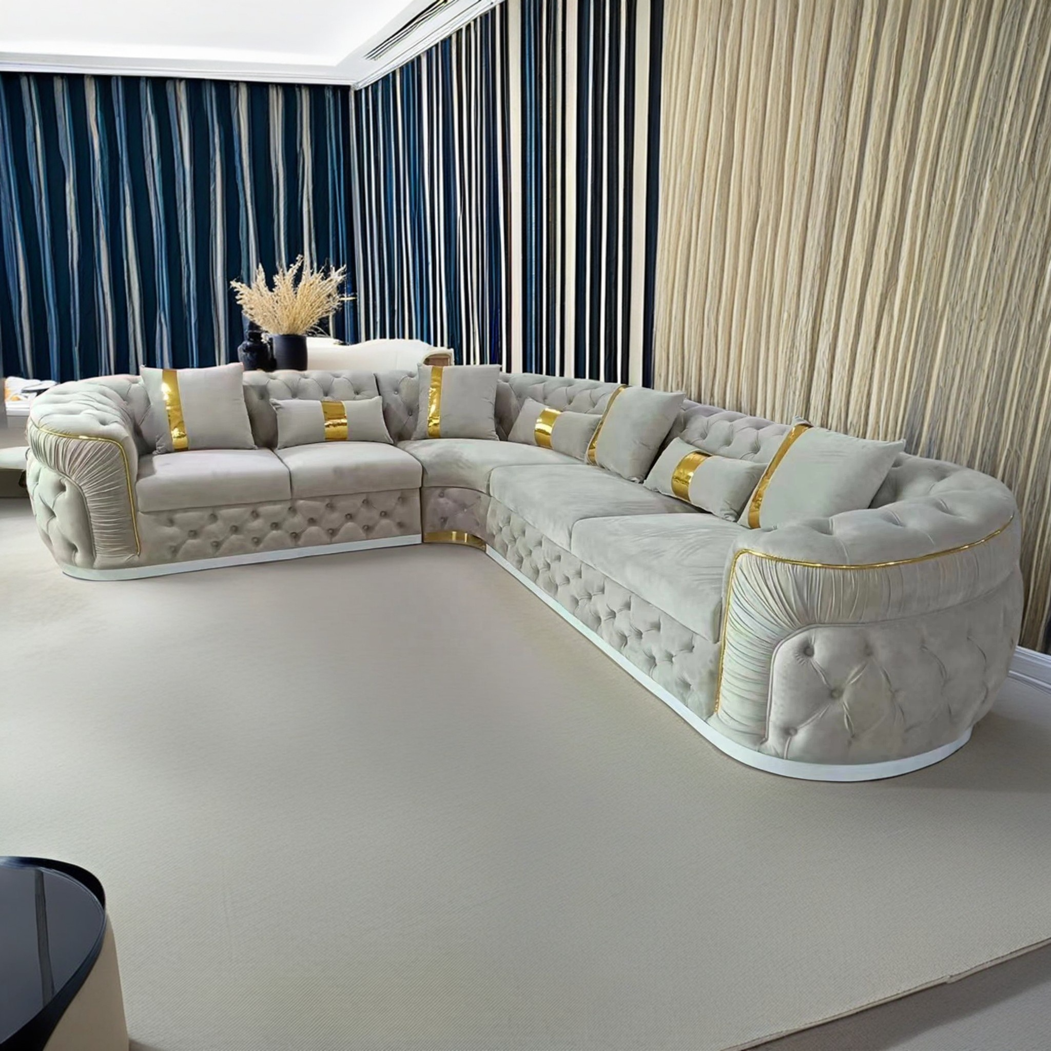 Classy High End Velvet Fabric Sectional Sofa / Ruchi
