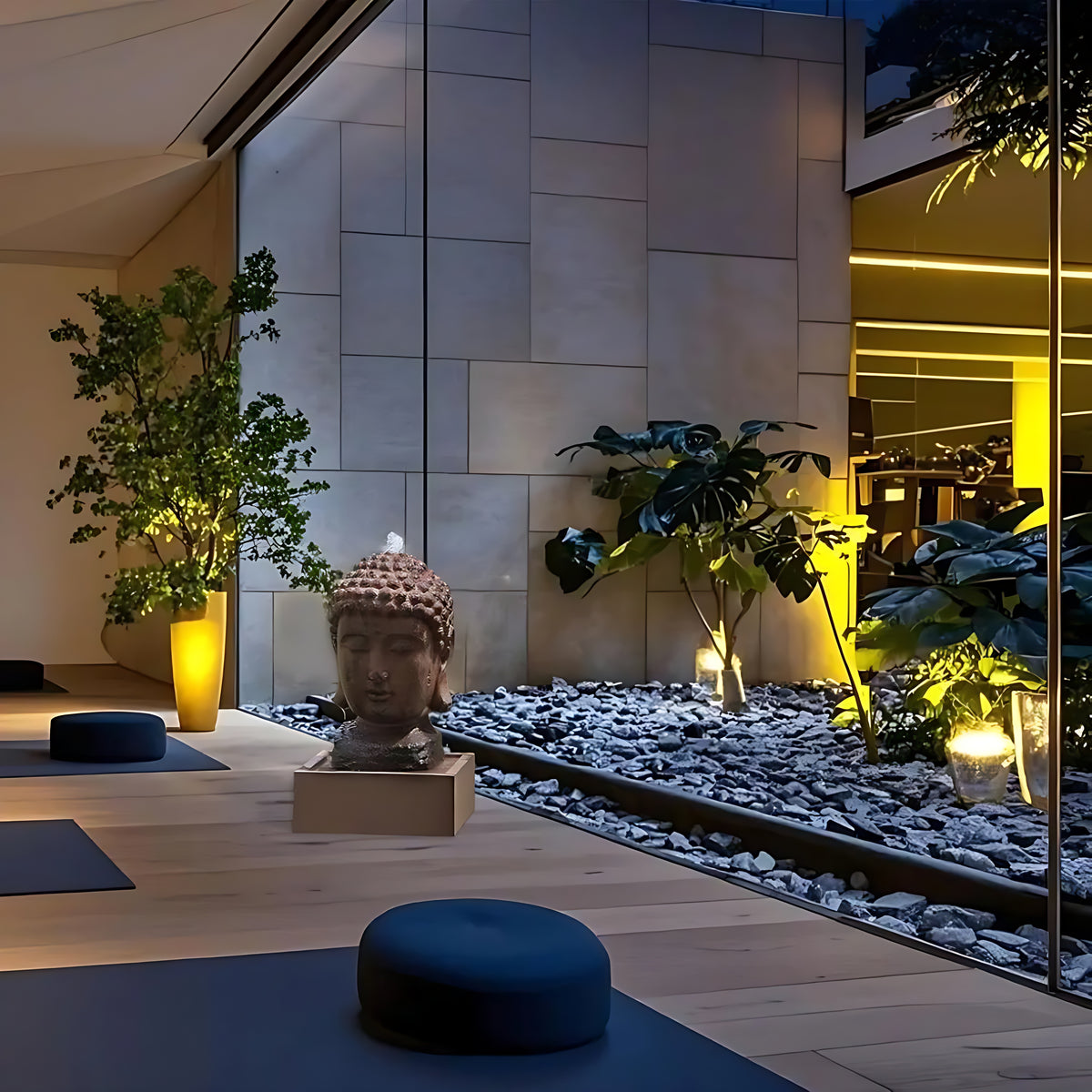 Outdoor Indoor Polyresin Fiberglass LED Buddha Water Fountain