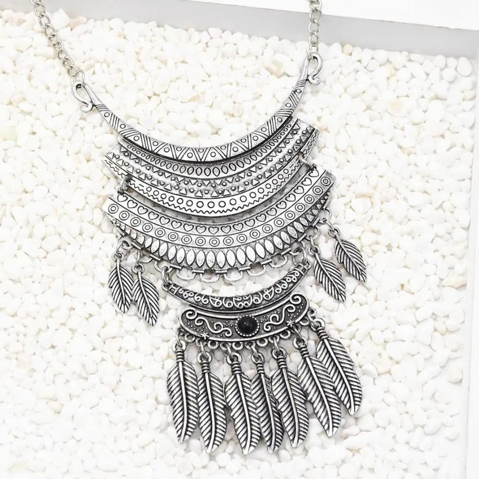Bohemian Long Carved Coin Necklace / Ruchi