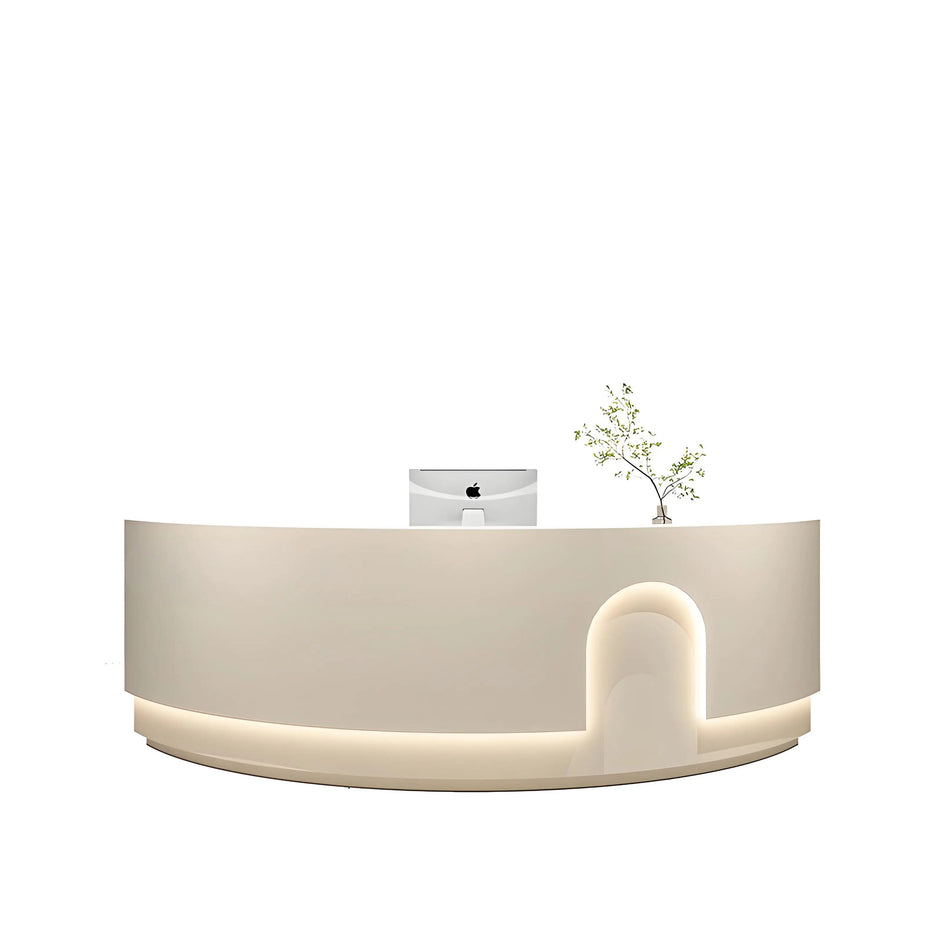 Modern LED Curved Wooden Reception Desk / Ruchi