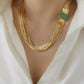 Aventurine Stone Carved Layered Chain Bracelet Jewelry Design / Ruchi