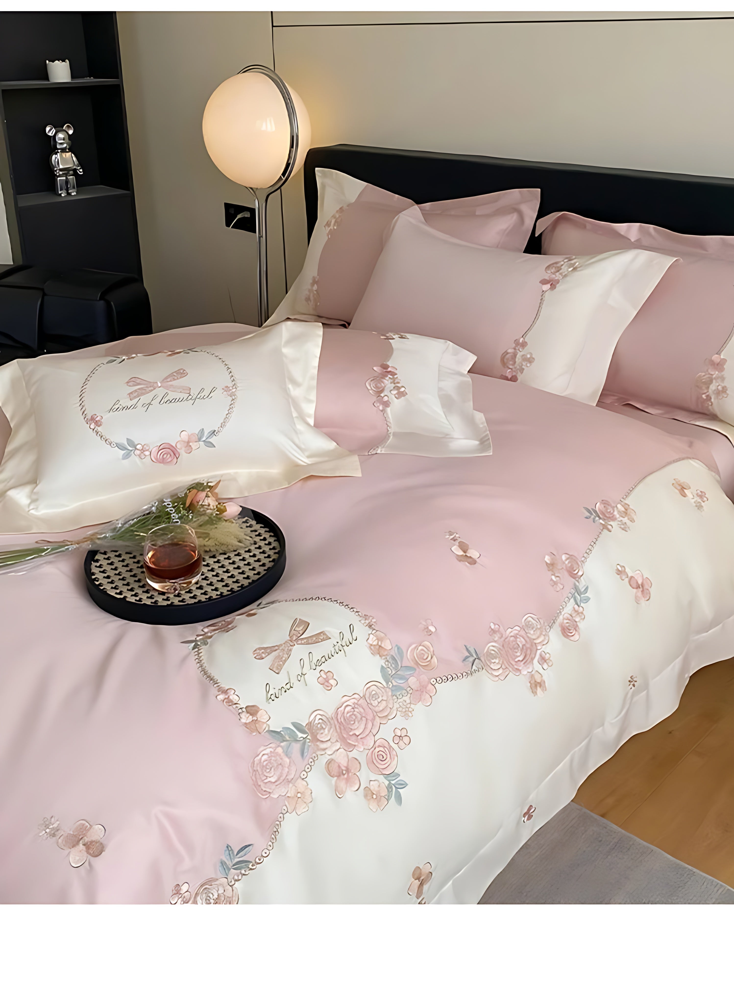 French-Style Fitted Floral Cotton Bedding Set / Ruchi