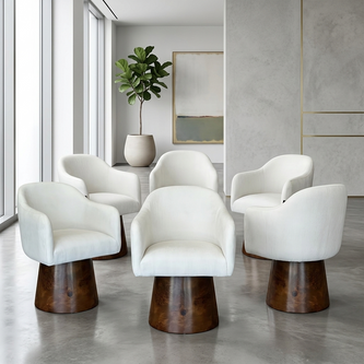 6 Piece Chenille Fabric Wooden Chairs Set / Ruchi