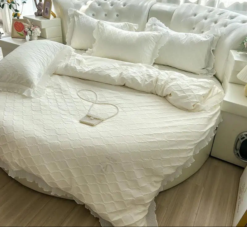 Round Microfiber Fabric Fitted Bedsheet And Bed-Skirt