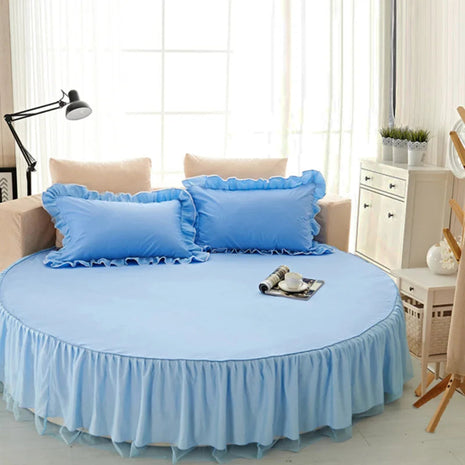 Cotton Round Bedsheet Skirt And Pillowcases /Ruchi