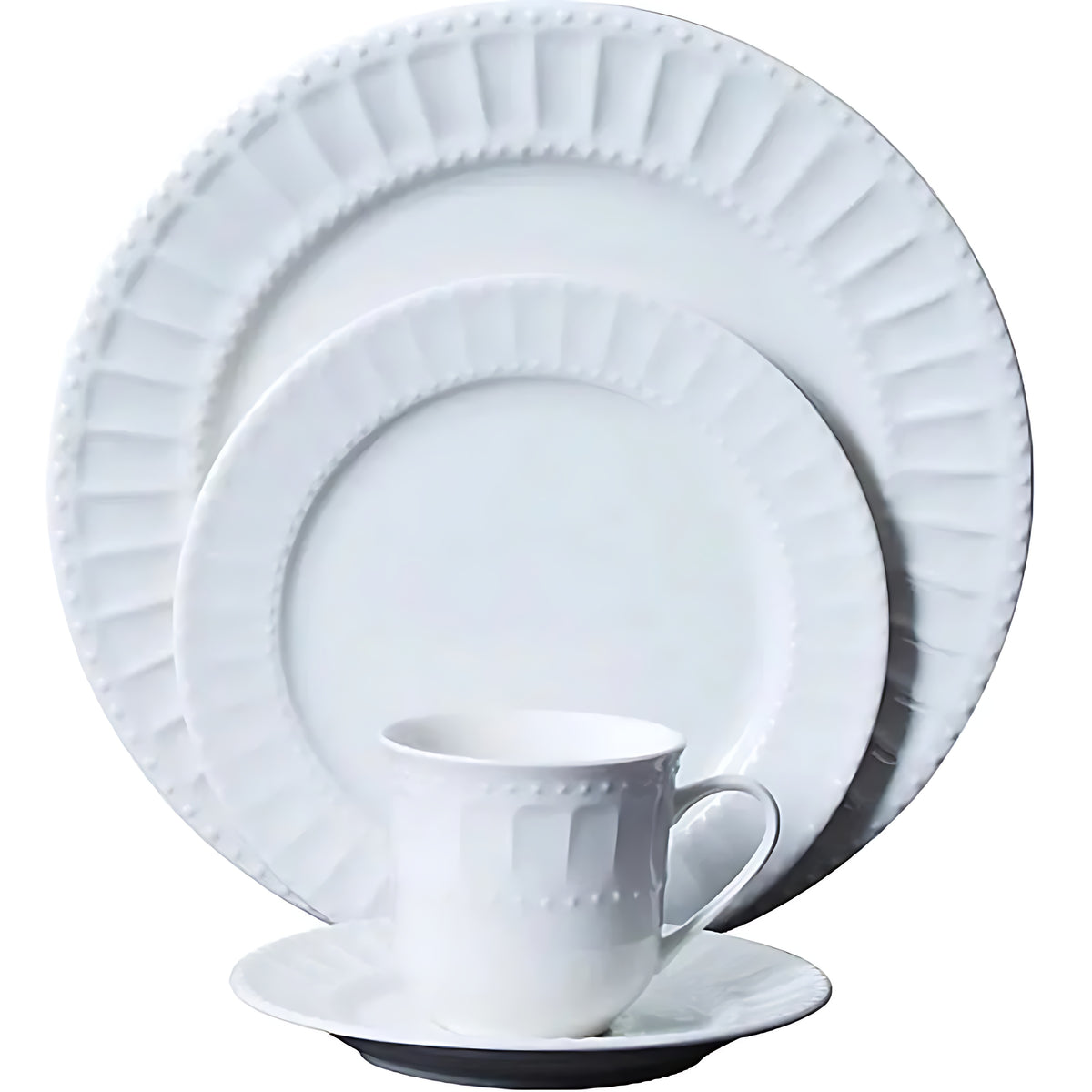 46 Pieces White Ceramic Dinnerware Set For 6 / Ruchi