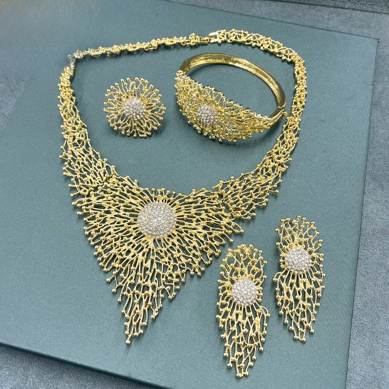 4 Pcs Trendy Gold Plated Women Jewelry Set / Ruchi